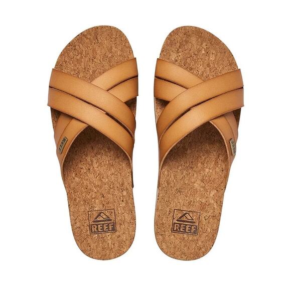 Reef Women's Brown Kaia Cross Cushion Bloom Hi Flip Flop Sandals Size 8 - Picture 1 of 5